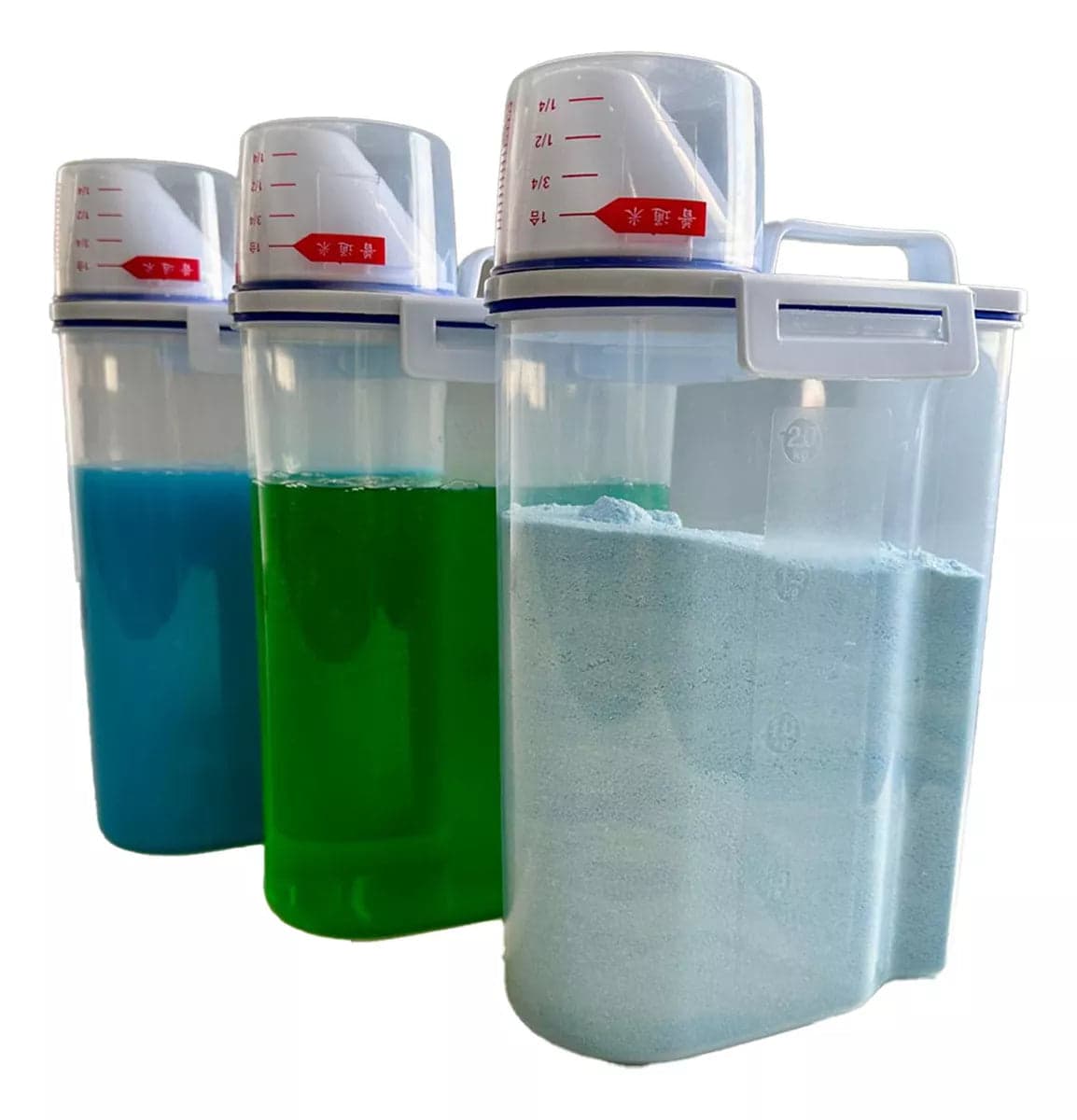 03 POTES HERMÉTICOS 2 LITROS CADA COM COPO MEDIDOR!