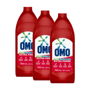 Kit 3 Tira Manchas OMO Extra Poder Roupas Coloridas Líquido 750 mL