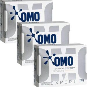 Kit 3 Caixas de Sabão Em Pó Omo Branco Absoluto Expert 720g Tira Manchas