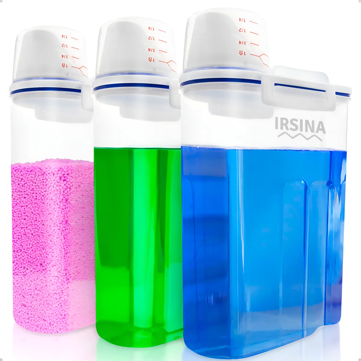 Kit 3 Potes Hermético Porta Sabão Pó Líquido Copo Dosador 2l