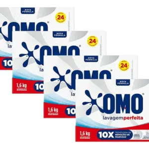Kit 4 Lava-roupas Em Pó Omo Lavagem Perfeita 1,6kg
