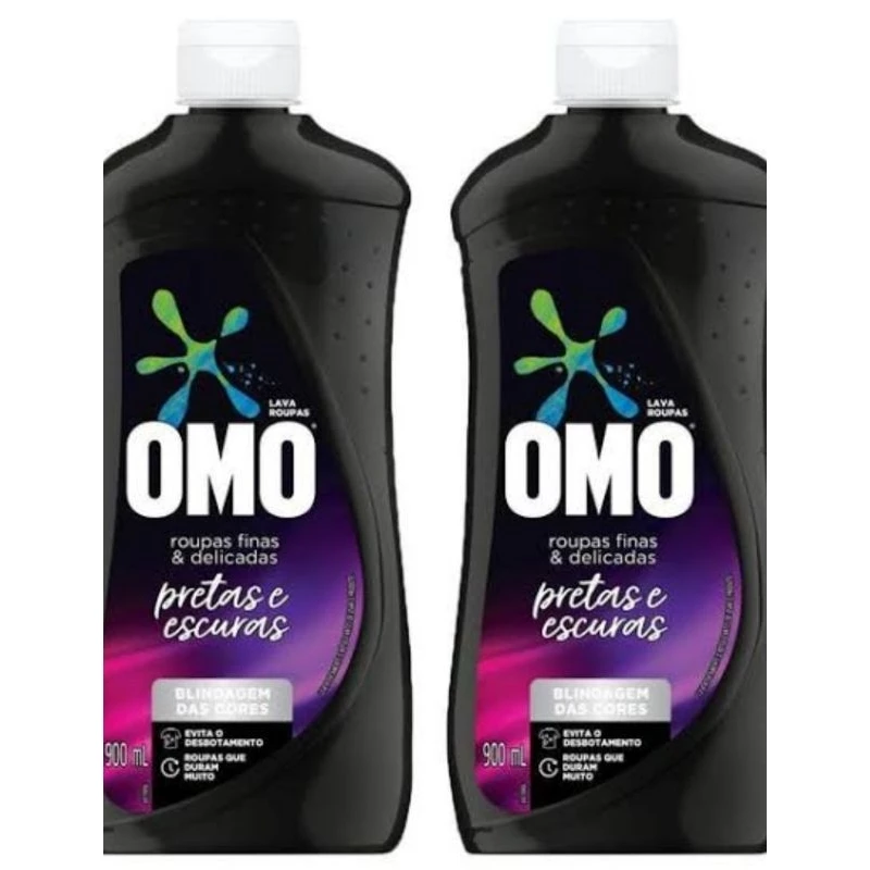 Kit com 2 Lava Roupas Sabão Líquido Omo Roupas finas e delicadas Pretas e escuras